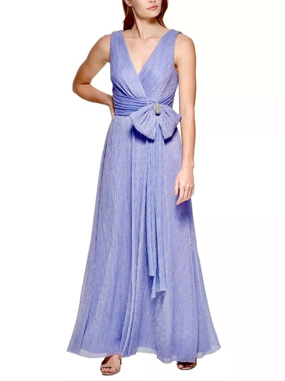 NWT Eliza J Periwinkle Shimmer Bow Detail Formal Evening Gown Size 12P